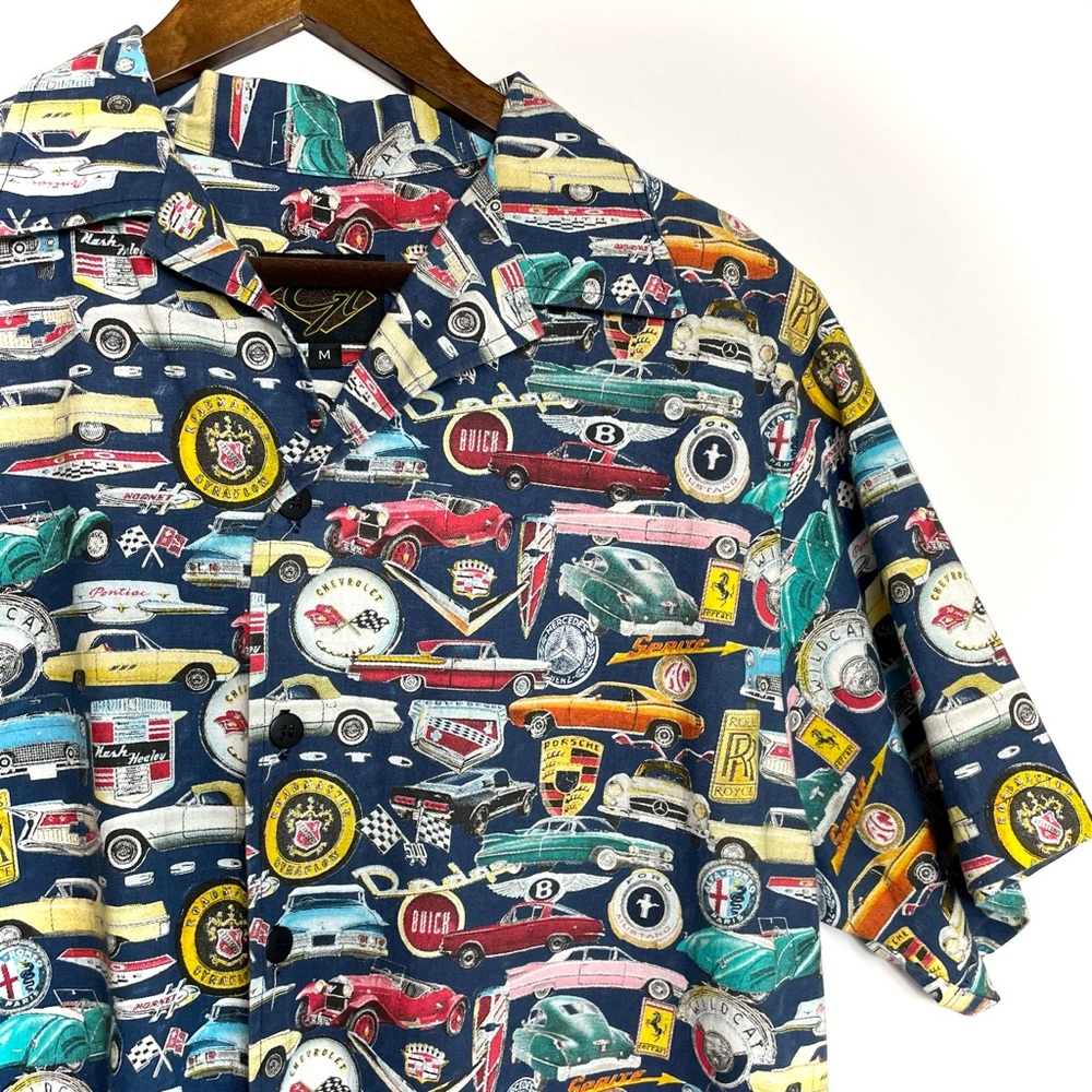 VTG Classic Cars/ Automobiles Button Down Shirt Medium 100% Cotton Made in USA